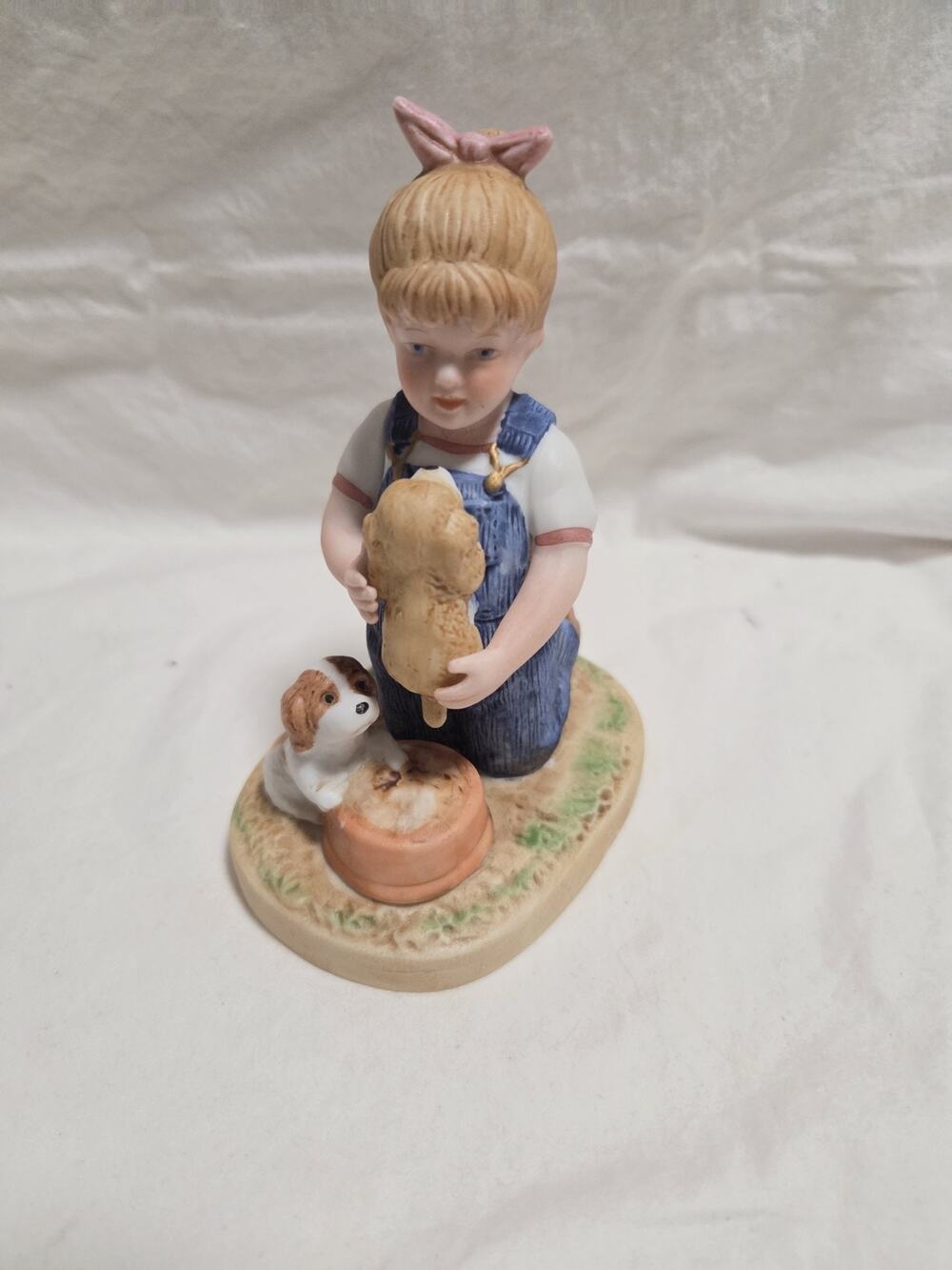 1985 HOMCO Denim Days 1503 Puppy Love Figurine Home Interiors Gifts D3